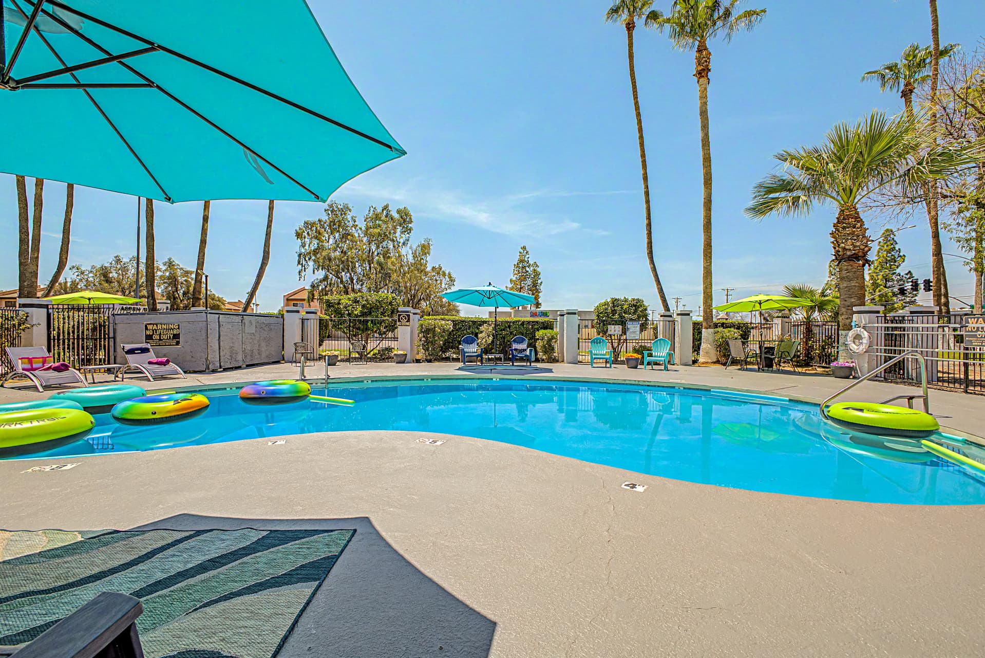 Pool, Palms & Shade Umbrellas